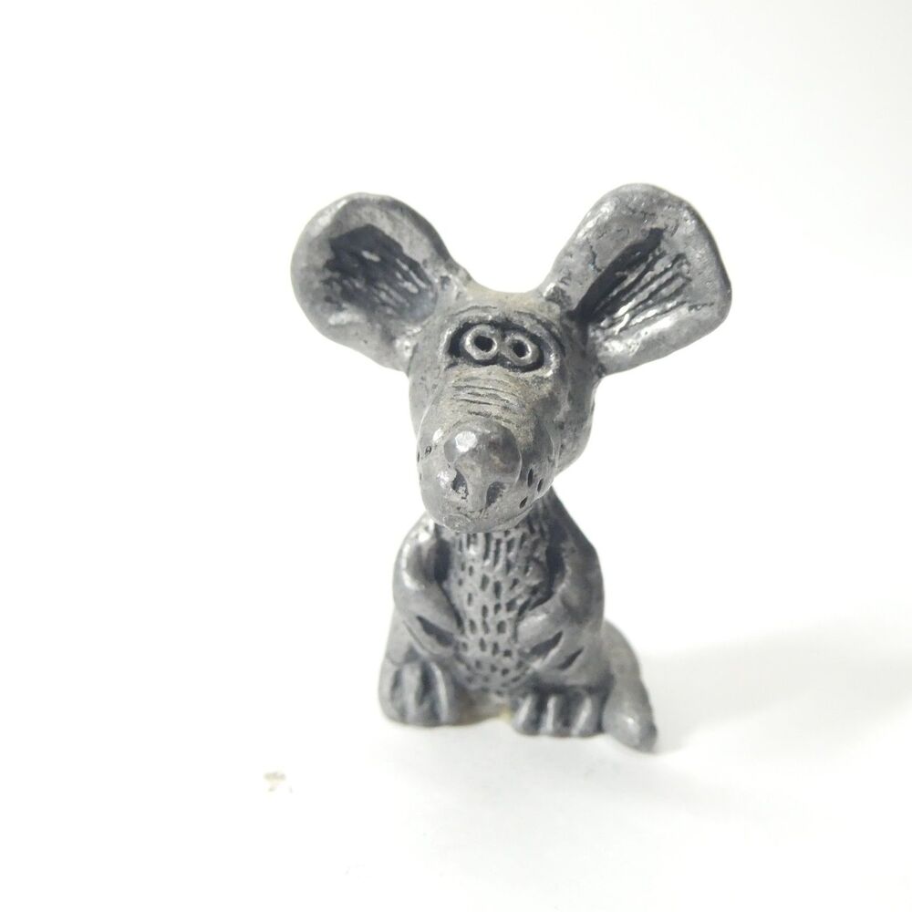 Pewter Mouse Figurine Miniature 1.5" Vintage Metal